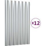 vidaXL Dakpanelen 12 st 60x36 cm gepoedercoat staal zilverkleurig