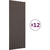 vidaXL Dakpanelen 12 st 100x36 cm gepoedercoat staal bruin