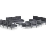 vidaXL 13-tlg. Garten-Lounge-Set mit Anthrazit Kissen Kiefernholz