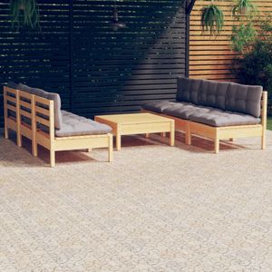 vidaXL-7-delige-Loungeset-met-grijze-kussens-grenenhout