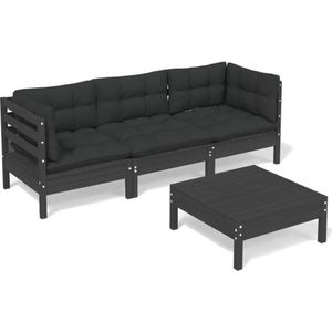 4-tlg. Garten-Lounge-Set mit Anthrazit Kissen Kiefernholz Vidaxl