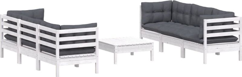 vidaXL 7-tlg. Garten-Lounge-Set mit Anthrazit Kissen Kiefernholz