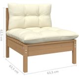 vidaXL 4-Sitzer-Gartensofa mit Creme Kissen Massivholz Kiefer