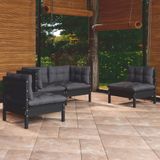 4-tlg. Garten-Lounge-Set mit Kissen Massivholz Kiefer Vidaxl