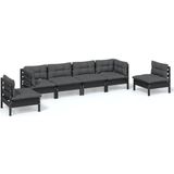 vidaXL 6-delige Loungeset met kussens massief grenenhout