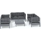 vidaXL 7-delige Loungeset met kussens massief grenenhout