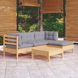 Vidaxl - 5-tlg. Garten-Lounge-Set mit Grauen Kissen Kiefernholz