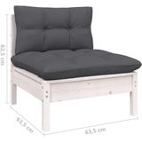 5-tlg. Garten-Lounge-Set mit Kissen Weiß Kiefernholz Vidaxl