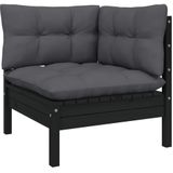 vidaXL-7-delige-Loungeset-met-kussens-massief-grenenhout-zwart