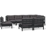 vidaXL-8-delige-Loungeset-met-kussens-massief-grenenhout-zwart