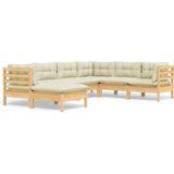 Vidaxl - 7-tlg. Garten-Lounge-Set mit Creme Kissen Massivholz Kiefer