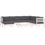 Vidaxl - 8-tlg. Garten-Lounge-Set mit Kissen Weiß Kiefer Massivholz