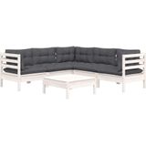 vidaXL-6-delige-Loungeset-met-kussens-massief-grenenhout-wit