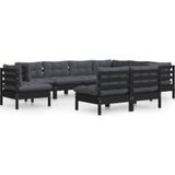 Vidaxl - 9-tlg. Garten-Lounge-Set mit Kissen Schwarz Massivholz Kiefer