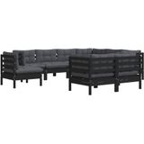 Vidaxl - 9-tlg. Garten-Lounge-Set mit Kissen Schwarz Kiefer Massivholz