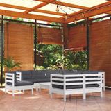 vidaXL - 10-delige - Loungeset - met - kussens - massief - grenenhout - wit