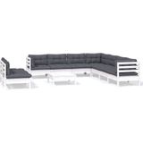 Vidaxl - 10-tlg. Garten-Lounge-Set mit Kissen Weiß Massivholz Kiefer