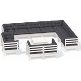 Vidaxl - 13-tlg. Garten-Lounge-Set mit Kissen Weiß Massivholz Kiefer
