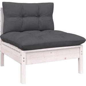 vidaXL - 11-delige - Loungeset - met - kussens - grenenhout - wit