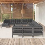 VidaXL 13-delige Loungeset met Kussens Grenenhout Grijs