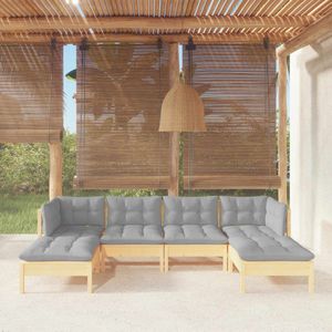 Vidaxl - 6-tlg. Garten-Lounge-Set mit Grauen Kissen Kiefernholz
