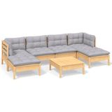 vidaXL 7-delige Loungeset met kussens grenenhout wit