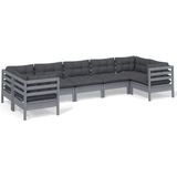 Minkurow - 7-tlg. Garten-Lounge-Set mit Kissen Grau Kiefernholz vidaXL