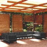 Vidaxl - 10-tlg. Garten-Lounge-Set mit Kissen Schwarz Kiefernholz