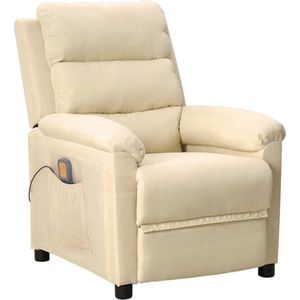 vidaXL Massagestoel - Crèmekleurig - Stof - Verstelbaar Ontwerp