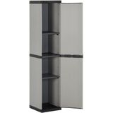 vidaXL - Tuinkast - Grijs en Zwart - PVC en PP - 3 Schappen