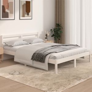 vidaXL Massivholzbett Kiefer 140x190 cm Weiß