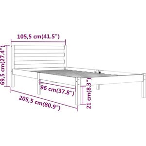 VidaXL Bedframe Massief Grenenhout 100x200 cm