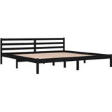 vidaXL Massivholzbett Kiefer 200x200 cm Schwarz