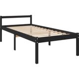 VidaXL Bedframe Massief Grenenhout Zwart 100x200 cm