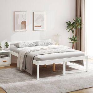 VidaXL Bedframe Massief Grenenhout Wit 160x200 cm