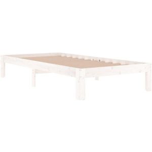 vidaXL Bedframe massief hout wit 90x190 cm