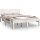 vidaXL Bedframe massief hout wit 120x190 cm