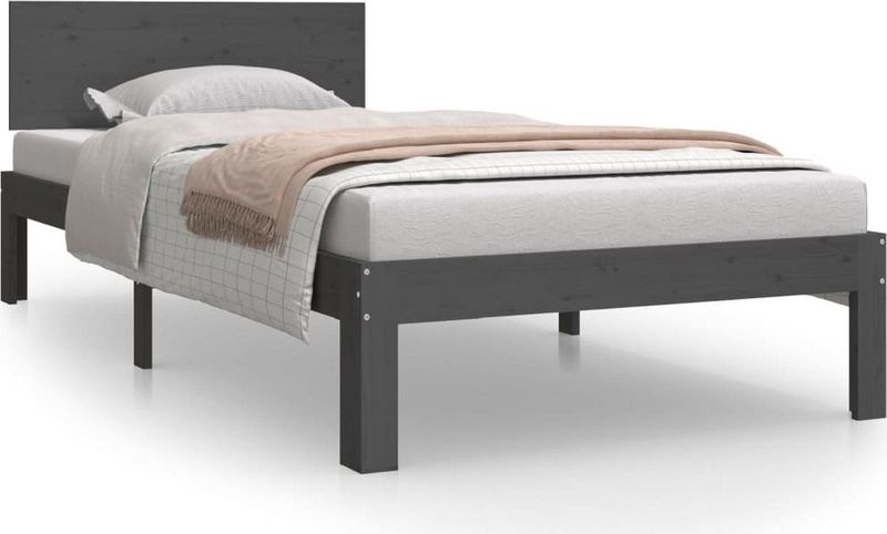 vidaXL Massivholzbett Grau Kiefer 90x200 cm