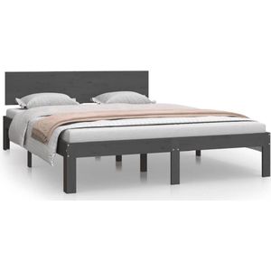 VidaXL Bedframe Massief Grenenhout Grijs 140x200 cm