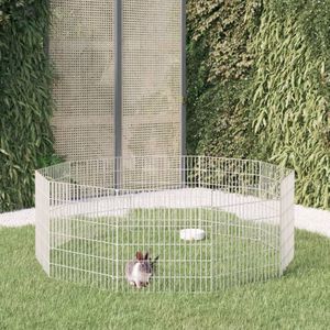 vidaXL - Dierenverblijf - 10 - panelen - 54x60 - cm - gegalvaniseerd - ijzer