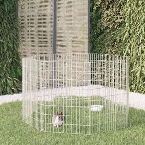vidaXL Dierenverblijf 8 panelen 54x80 cm gegalvaniseerd ijzer