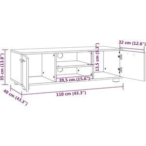 VidaXL Tv-meubel 110x40x35 cm - Bewerkt Hout - Bruineikenkleurig
