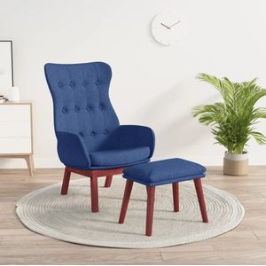 vidaXL Relaxsessel mit Hocker Blau Stoff