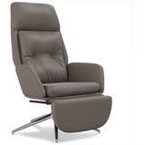 vidaXL Relaxstoel met voetensteun echt leer en kunstleer grijs