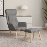Relaxsessel mit Hocker Hellgrau Stoff Vidaxl