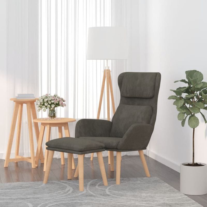 Relaxsessel mit Hocker Dunkelgrau Samt Vidaxl
