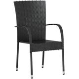 vidaXL - 3-delige - Tuinset - poly - rattan - zwart