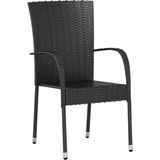 3-tlg. Garten-Essgruppe Poly Rattan Schwarz Vidaxl