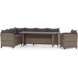 VidaXL Loungeset 3-delig met Kussens - Poly Rattan Grijs