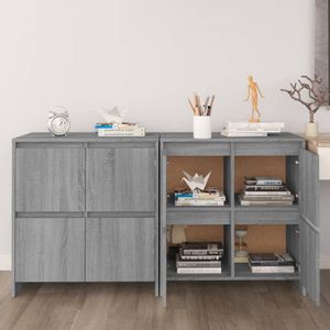 vidaXL - Dressoirs - Grijs Sonoma Eiken - Bewerkt Hout - Set van 2